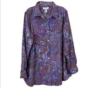MainStreet Blues Paisley Shirt Dress Shacket Size Large Boho
